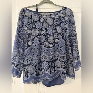 HD in Paris Blue and White Floral Top